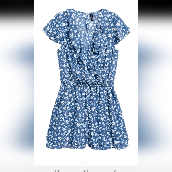 DIVIDED H&M size 8 (EUR 34/US 4) blue/white floral playsuit - Picture 2 of 8